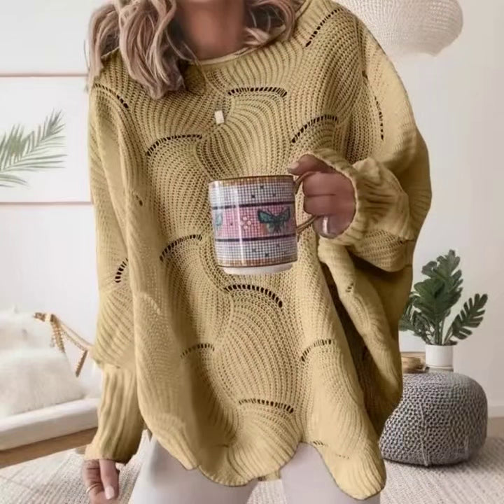 Pull en Maille Ajourée Élégant – Coupe Ample