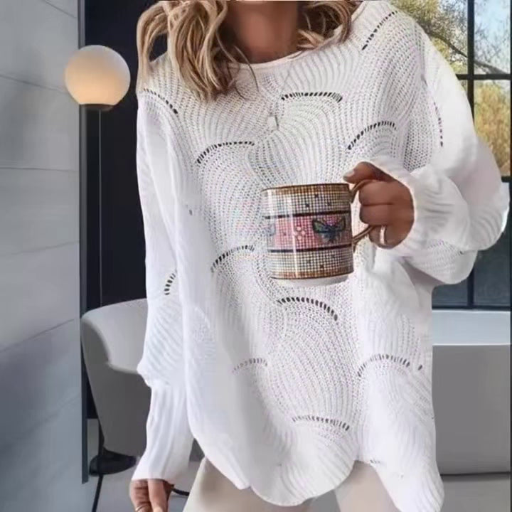 Pull en Maille Ajourée Élégant – Coupe Ample